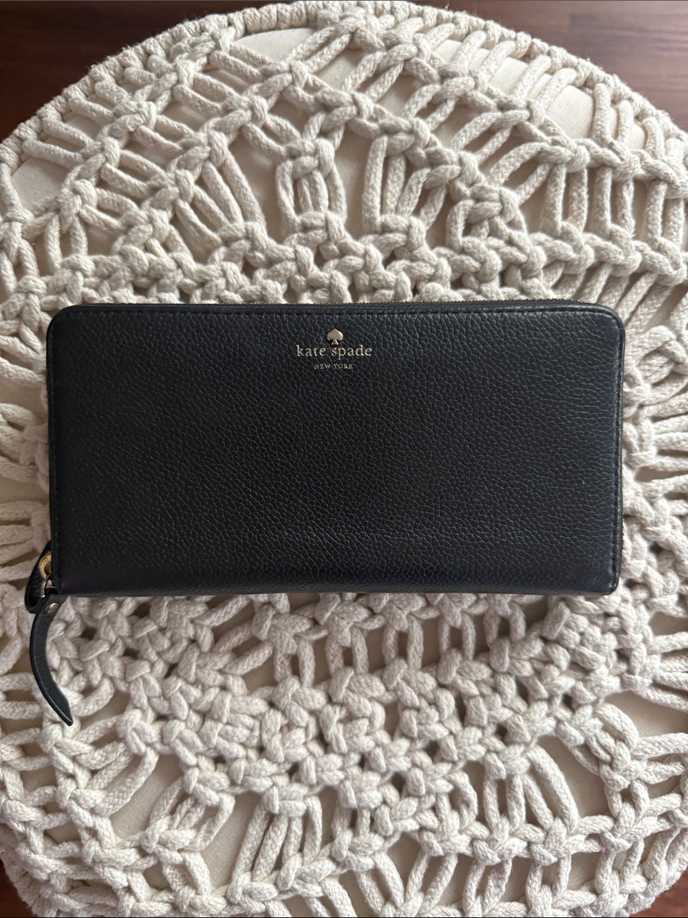 Kate Spade Black Leather Zip Wallet